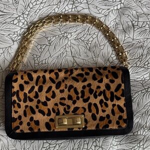 BCBG MaxAzria Leopard Print Chain Shoulder Bag clutch